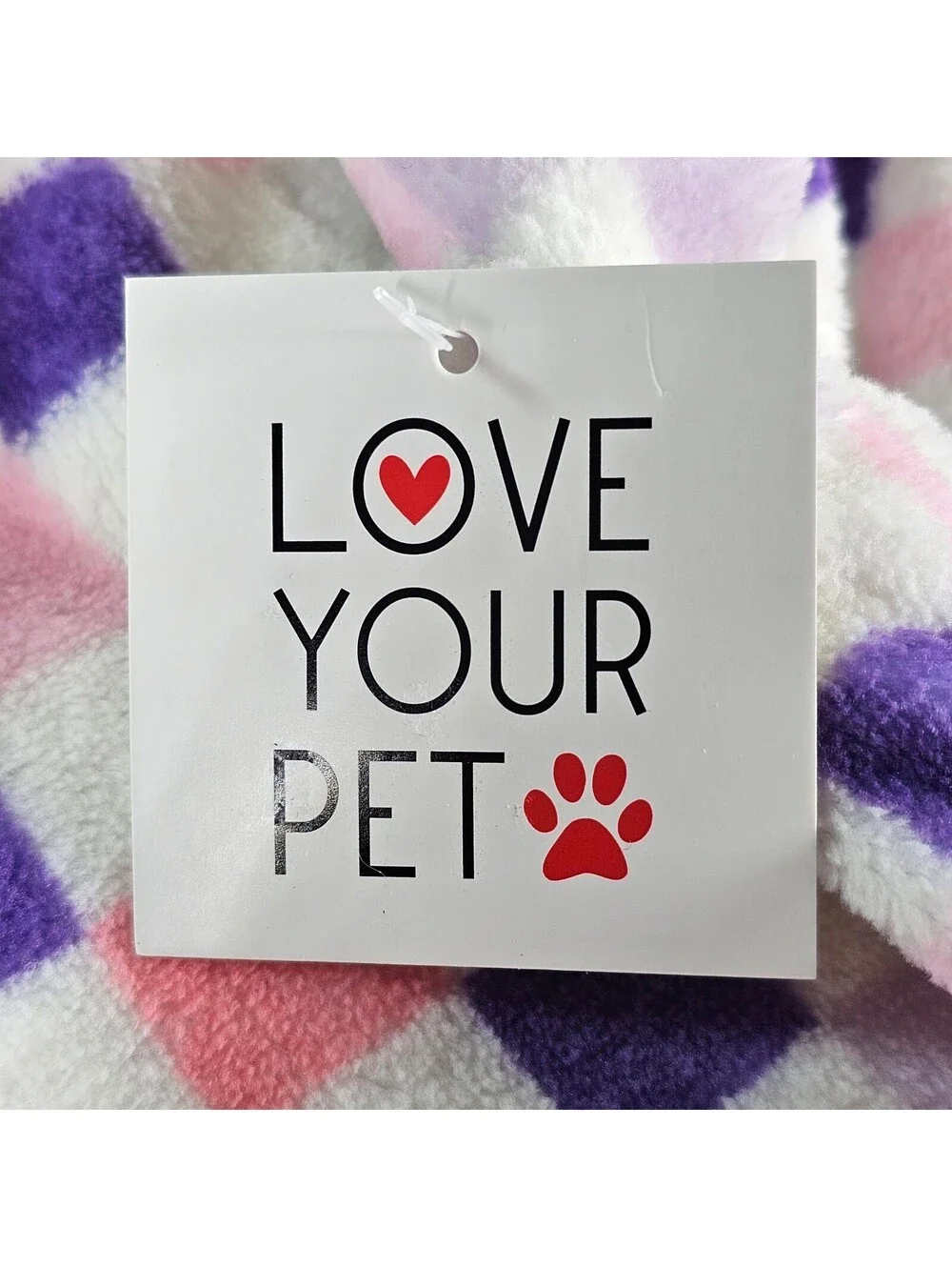 Love Your Pet Fleece Dog Pajamas Checkered Purple Pink White Grey NWT Small